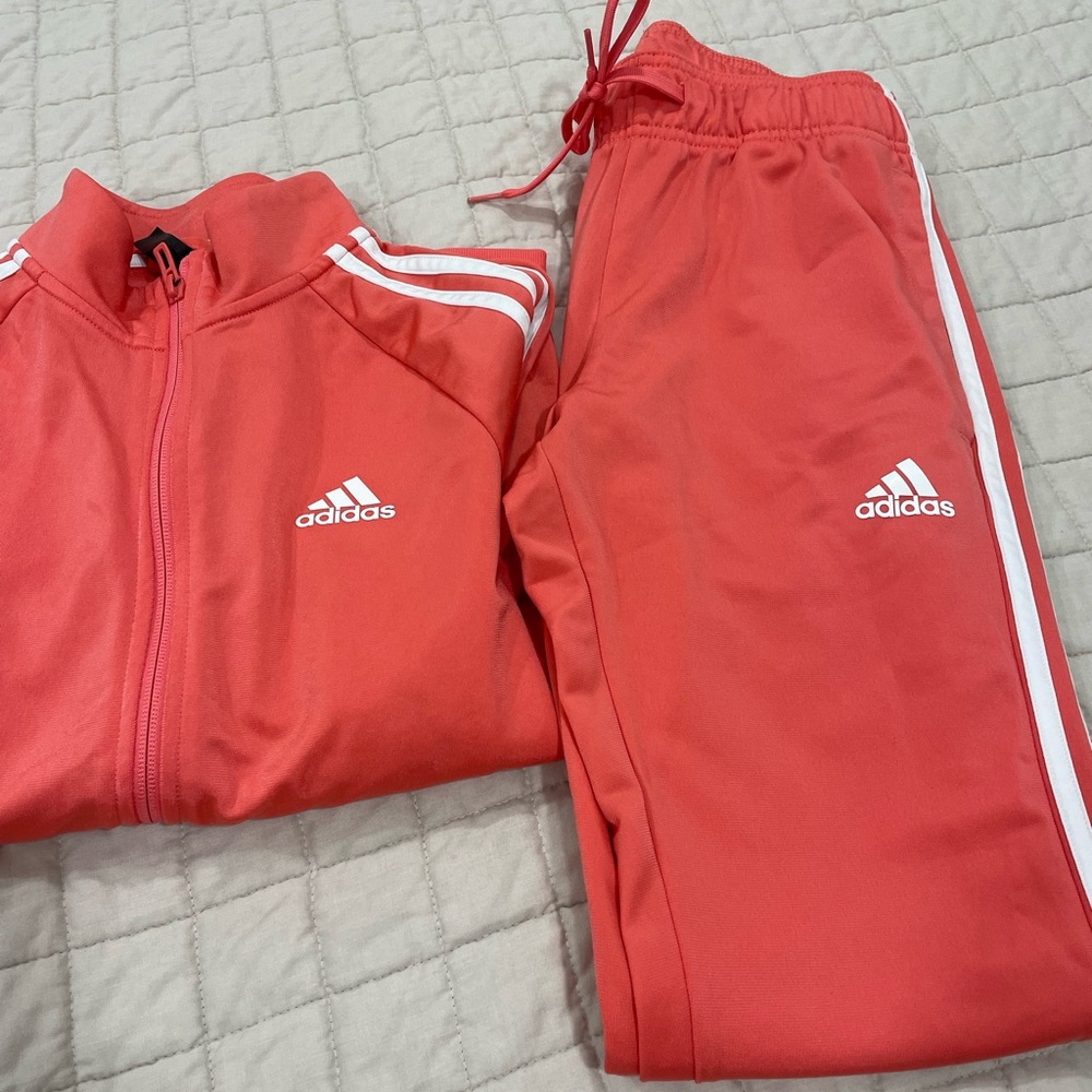 Adidas Coral Tracksuit with White Stripes